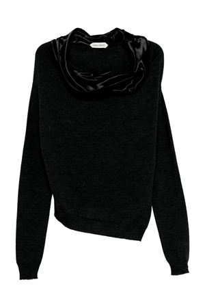 Black satin-trimmed wool sweater ALBERTA FERRETTI | A092366060555